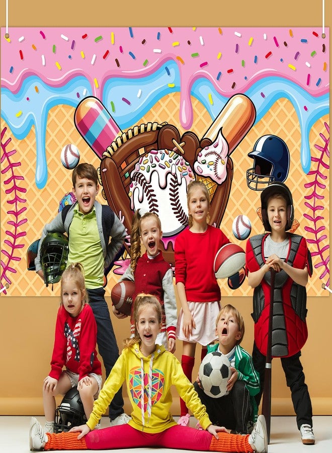 ojustbeok Ice Cream Drip Baseball Party Decoration Baseball Ice Cream Theme Banner Sport Party Hanging Photo Booth Supplies Sport Birthday Parties Background banner for Kids Teenager Holiday Christmas Supplies - Image 5